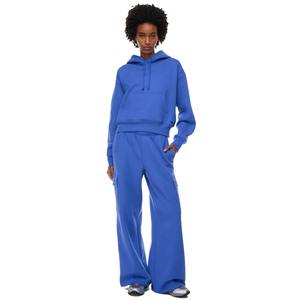Ensemble de survêtement d'hiver en molleton épais 100% coton bleu chiné personnalisé pour femmes, vente en gros, best-seller, sweat à capuche et pantalon évasé - Product Image 1