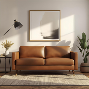 Modern Two Seater Real Leather Sofa Durable Premium Upholstery for Apartment Living Room Small Couches for Small Space - Product Image 1