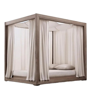 Mobilier extérieur de lit de repos en bois de teck à baldaquin côté piscine-Mozza - Product Image 6