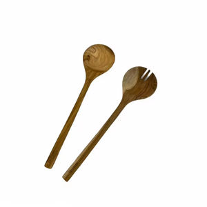 Servidor de ensalada de madera de estilo occidental, cuchara, tenedor, madera pulida brillante, mango hecho a mano, servidor de ensalada, juego de herramientas de cubiertos en alta calidad - Product Image 1