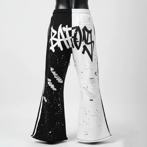 กางเกงจ็อกเกอร์ผ้าฟลีซผ้าฝ้าย320GSM พรีเมี่ยมสีดำขาวดีไซน์แผงแยกกางเกงซักได้สำหรับผู้ชาย - Product Image 3