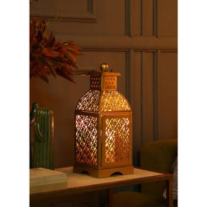 Lanterne marocaine vintage dorée miniature en fer forgé artisanal, décoration d'intérieur, porte-bougie suspendu et de table - Product Image 5