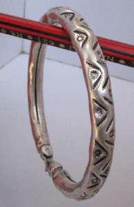 Fashion Sterling Silver & Gold Geometric <b>Crystal</b> & Rhinestone Bangle - Product Image 1