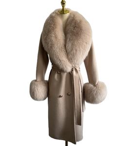 Manteau Long Élégant OEM pour Femme 2025 en Laine Double Face Teinture Unie Écologique Respirant et Coupe-Vent avec Grand Col pour Printemps Automne - Product Image 4