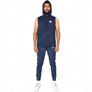 Sweat à capuche sans manches pour homme avec fente latérale Sweat à capuche imprimé sans manches confortable en polyester - Product Image 2
