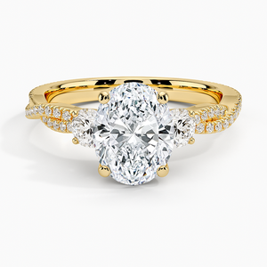 Anillo de Diamantes de Corte Ovalado con Tres Piedras, Diseño de Enredadera Dorada con Piedras Laterales Redondas, Joyería de Compromiso de Lujo para Mujer, Regalos de Novia - Product Image 1