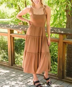 Bohème nouveau concepteur robe à volants pour l'été porter femmes col carré longue sans manches été plage et tenue décontractée robe - Product Image 1