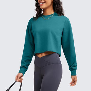 100% algodón pesado de alta calidad personalizado en blanco mujeres crop top sudaderas invierno moda crop top sudadera para mujer - Product Image 2