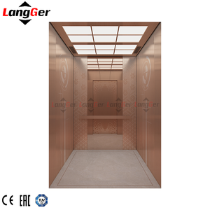 Elevador de pasajeros de lujo personalizado | Vidrio panorámico y <span class=keywords><strong>cabina</strong></span> de acero inoxidable dorado para hotel y Villa - Product Image 2