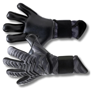 Gants de football personnalisés de couleur noire Gants de gardien de but personnalisables en cuir respirant en latex de contact de 4mm - Product Image 2