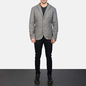 Blazer Borges de Lana Gris con Tres Bolsillos Exteriores, Dos Bolsillos Interiores y Cierre de Botones - Product Image 3