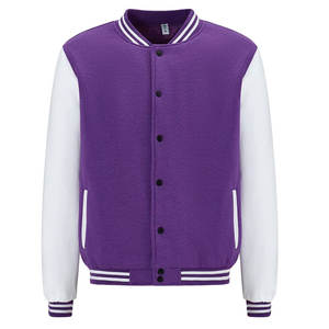 Vestes Letterman d'hiver, couleur unie, boutons recouverts, veste Letterman d'hiver - Product Image 1