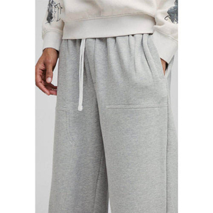 Pantalons de survêtement décontractés pour hommes en coton 100% lavé sur mesure, taille mi-haute, fermeture éclair, couleur unie, pantalon baggy, pantalon de survêtement streetwear - Product Image 3