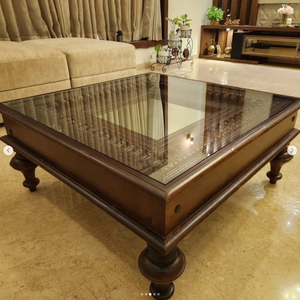 Mesa de centro de madera de diseño elegante tallada a mano con una fuerte construcción duradera para sala de estar y comedor artesanía decorativa - Product Image 2