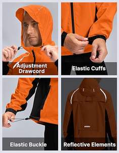 Veste coupe-vent longue pour homme de marque en gros, fermeture éclair sur le devant, capuche respirante, imperméable, décontractée, pour l'extérieur - Product Image 5