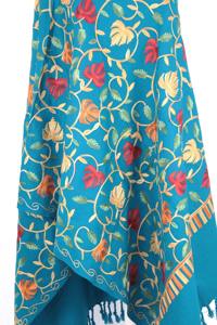 Mantón de Cachemira de moda de invierno tradicional vibrante Patrón sólido con bordado de Cachemira y borlas de poliéster fino - Product Image 4