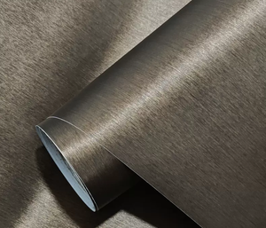 Papel pintado decorativo de Metal Peel and Stick, Película autoadhesiva, <span class=keywords><strong>vinilo</strong></span> de PVC de <span class=keywords><strong>acero</strong></span> inoxidable cepillado, pegatina para refrigerador doméstico - Product Image 4