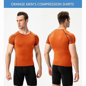 Camiseta de entrenamiento de gimnasio para hombre Quick Athletic 95% poliéster 8% Spandex manga corta transpirable compresión ropa atlética - Product Image 5