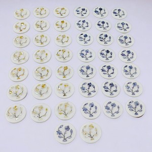 Dernière production 2024 beaux miroirs en marbre d'incrustation de pierre de nacre bleu et jaune pour les cadeaux de mariage prêts à expédier - Product Image 4