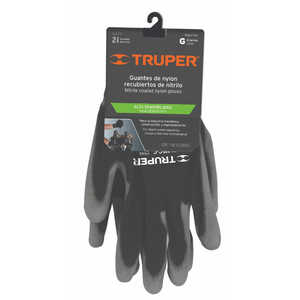 Guanti Truper GU-111 in nylon rivestiti in poliuretano per bambini dai 8 ai 12 anni, guanti resistenti per lavori edili e manutenzione all'aperto, grigio, quattro pezzi - Product Image 1