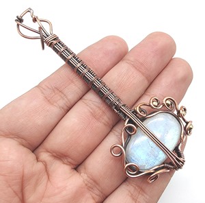 Fait à la main élégant Style Vintage fil de cuivre enroulé bijoux pendentif naturel arc-en-ciel lune pierre précieuse cadeau à la mode pour elle - Product Image 1