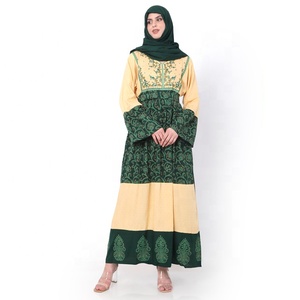 Alto estilo bordado árabe Farashah Jalabiya Kaftan vestidos coloridos impresos rayón viscosa adultos fiestas ropa informal - Product Image 5