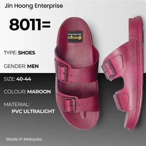 Sandales en PVC pour hommes à bout ouvert avec boucle, couleur bordeaux, légères, antidérapantes, douces, confortables, décontractées, vente en gros @migo 8011= Malaisie - Product Image 1