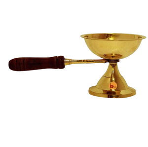Quemador de incienso chapado en oro con mango de madera de último diseño, quemador de incienso de Metal portátil de Oriente Medio Bakhoor de India - Product Image 3