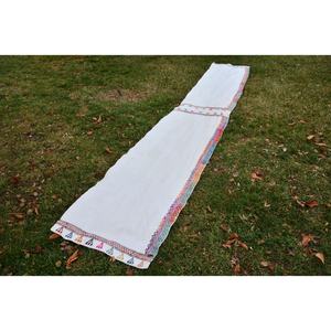 Alfombra de área turca Vintage de 2,3x14 pies, diseño de retazos rectangulares grandes, látex de lana de estilo blanco tradicional para decoración de habitación de pasillo - Product Image 2