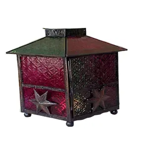 Lanterne marocaine de bougie suspendue antique en métal pour épouser la lanterne de chauffe-plat antique en métal de forme carrée - Product Image 1