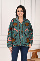 Veste Suzani brodée à la main, style bohème ethnique, motif floral, vêtement audacieux pour femme, idéal pour l'hiver, superposition décontractée et chic