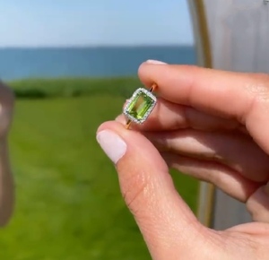 925 Sterling <b>Silver</b> Gold Plated Vintage Green Peridot Engagement <b>Ring</b> Handmade Bezel Setting <b>Emerald</b> Cut Gemstone Direct Seller - Product Image 2