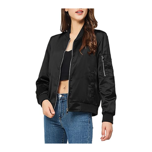 2025 mode blanc noir couleur surdimensionné goutte épaule femmes université veste pour vêtements d'extérieur d'hiver respirant femmes Satin vestes - Product Image 5