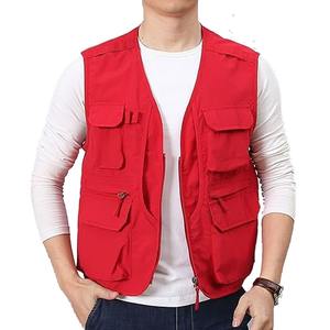 Haute qualité hommes utilitaire Cargo gilet en plein air été travail pêche Safari grande taille étanche toile fermeture éclair voyage vêtements de travail - Product Image 3