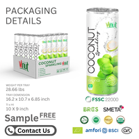 Eau de coco naturelle pure en conserve 200 ml, boisson gazeuse - Échantillon gratuit - Fabrication de boissons gazeuses/Marque privée OEM
