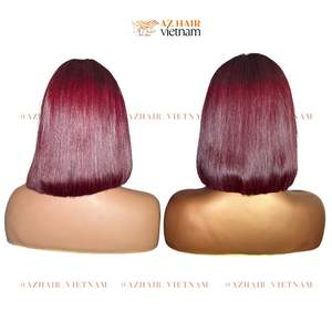 Personnalisation 5*5 HD/Swiss Lace Front Closure Perruques 100% Cheveux Humains Vietnamiens Sans Colle Bourgogne Perruque Courte pour Petite Grande Taille - Product Image 2