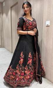 Elegante Premium Fox Georgette Lehenga Choli indio pakistaní codificación bordado lentejuelas trabajo con Cancan y Canvas Patta - Product Image 3