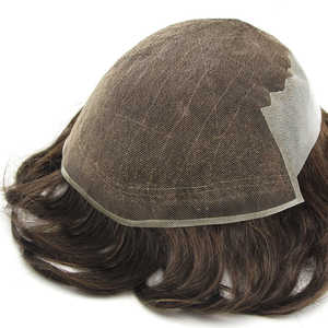 Perruque en cheveux humains Remy de qualité 12A, style droit Q6 pour hommes, transparente pour patch de cheveux en dentelle PU, prothèse, toupet, unités de remplacement - Product Image 2