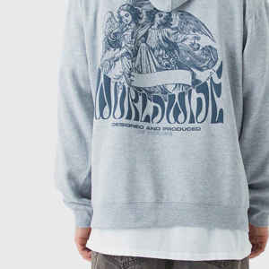 เสื้อกันหนาวมีฮู้ดโอเวอร์ไซส์สำหรับผู้ชายเสื้อสเวตเชิ้ตสีพื้นหนา350-450แกรมพิมพ์ลายไหล่ตกสำหรับฤดูหนาวโลโก้ออกแบบได้ตามต้องการ - Product Image 3