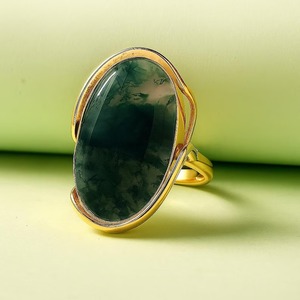 Hot Sale Handcrafted Oval <b>Moss</b> <b>Agate</b> <b>Ring</b> in Sterling Silver Nature-Inspired Gemstone Jewellery for Grounding at Good Price - Product Image 3
