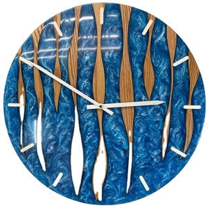 Centre commercial décor intérieur Super qualité horloge murale faite à la main en résine époxy et en bois décoration murale décor de salon - Product Image 1