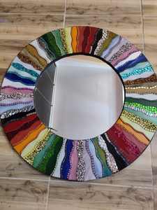 Détail de mosaïque coloré Miroir de mosaïque fait à la main Wallart - Product Image 5