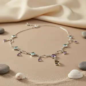 Collier à breloque géométrique en cristal Art Palace, argent sterling 925 plaqué rhodium, hypoallergénique, fermoir sécurisé, chaîne à maillons, pour femme - Product Image 1