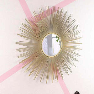Gold Handcrafted <b>Large</b> Wall Mirror Luxury Modern Antique Round <b>Framed</b> for Home Decor Bathroom Usage Made of Glass Metal - Product Image 1