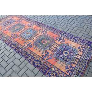 พรมวินเทจ ขนาด 4.1x11.1 ฟุต พรมตุรกี สีแดงน้ำเงินลายจุด พรมขนสัตว์ - Product Image 4