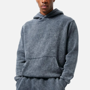 เสื้อฮู้ดและสเวตเตอร์ของผู้ชายเสื้อวอร์มผ้าฝ้ายฟอกสีกรดแบบกำหนดเองสองชิ้น - Product Image 6