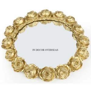 Bandeja para servir comida y otros artículos hecha con espejo de forma Irregular con bordes de Metal chapados en oro Accesorios para hoteles y restaurantes - Product Image 6