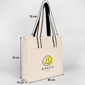 Bolsa de Lona Personalizada con Cremallera, Color Sólido, Asa Negra, Bolsillos Delanteros de 16 x 14 x 4 Pulgadas (40 x 35 x 10 cm) - Product Image 2