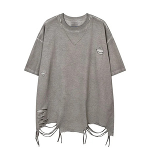 เสื้อยืดลายความทุกข์แบบกำหนดเองสำหรับผู้ชายเสื้อยืดวินเทจสำหรับผู้ชายผ้าฝ้าย100% โอเวอร์ไซส์สีดำ - Product Image 6