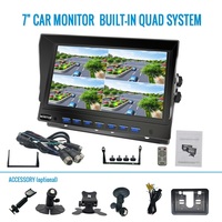 Kit DVR mobile étanche AHD 1080P 7 pouces | Moniteur à 4 canaux avec affichage quadruple | Stockage SD Max 256G | Système de caméra de recul pour camion robuste IP69K